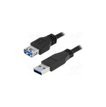 Elektrická zásuvka Kabel USB 3.0 USB A zásuvka, USB A vidlice niklovaný 3m černá