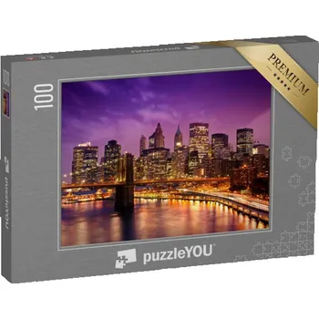 Puzzle puzzle 100 dílků „Večerní panorama New Yorku, USA“