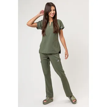 Dámský overall Dámská lékařská souprava Maevn Momentum (halenka Dolman, kalhoty Flare Leg) olivková