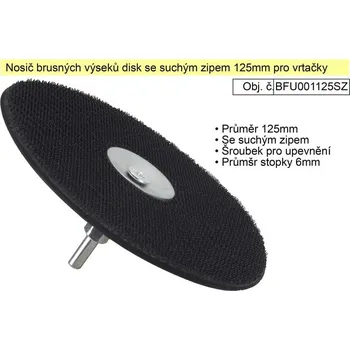 Brusný kotouč MAGG Nosič brusných výseků disk se suchým zipem 125mm pro vrtačky s upevněním na šroubek