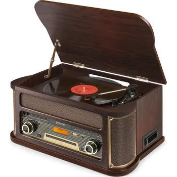 Gramofon Fenton Memphis vintage gramofon, tmavé dřevo