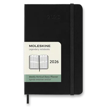 Diář Diář Moleskine 2026 - tvrdé desky, S, týdenní, vertikální, černý