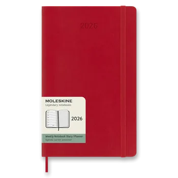 Diář Diář Moleskine 2026 - měkké desky, L, týdenní, červený