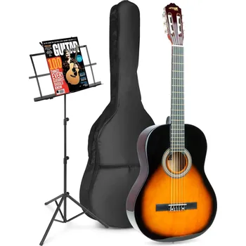 Strunný nástroj Max SoloArt Klasická akustická kytara se stojanem na noty - Barva Sunburst