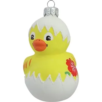 Vánoční dekorace Kuřátko s červenou květinou