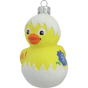 Kuřátko s modrou květinou