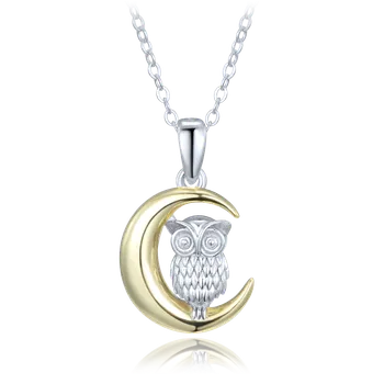 Náhrdelník 1230 MINET Pozlacený stříbrný náhrdelník sova na měsíci