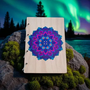 art-wood.cz Dřevěný zápisník - mandala 2