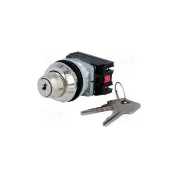 vypínač Přepínač otočný s klíčem 2 polohy NC + NO 30mm stříbrná IP56