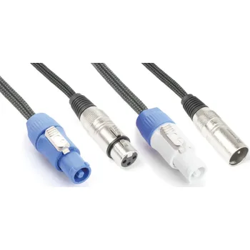 Audio kabel BeamZ Professional CX06-2 Light Combi Cable Powerconnector B - XLR M / Powerconnector A - XLR F 2M