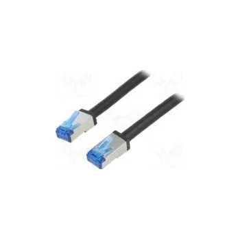 Síťový kabel Patch cord S/FTP 6a lanko Cu PE černá 2m 26AWG