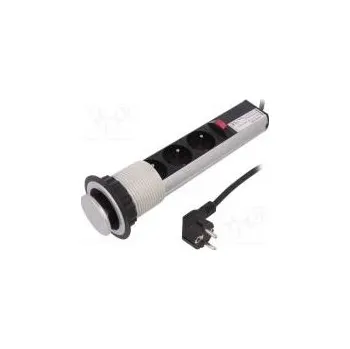 Elektrická zásuvka Nap.prodl.přívod nábytkový IP20 16A 3680W Barva stříbrná