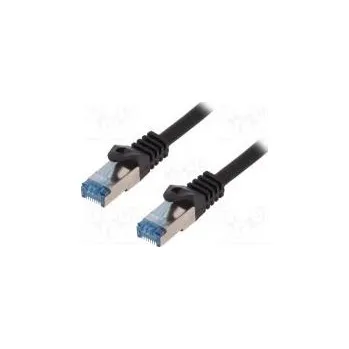 Síťový kabel Patch cord S/FTP 6a lanko Cu LSZH černá 500mm 26AWG