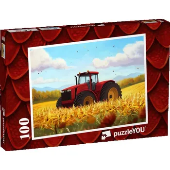 Puzzle puzzle 100 dílků „Traktor sklízí pole“