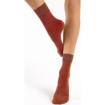 Pánské ponožky Dámské ponožky G 1178 Brillo 60 den Červená se zlatou - Fiore červeno-zlatá uni