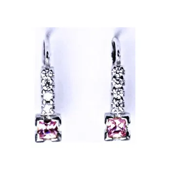 Náušnice Zlaté náušnice čiré a růžové zirkony, bílé i žluté zlato - VE 59