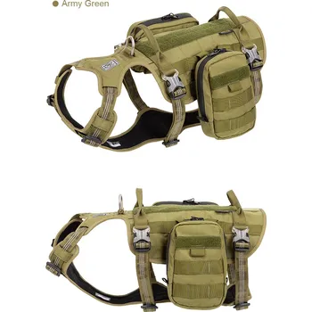 Postroj pro psa Taktický postroj pro služební psy s kapsami - reflexní (černý, zelený, oranžový) Barva: zelená, Velikost: XL