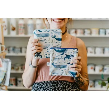 Penál ePiPí Taštička čtverec - Velryby Barva zipu: tmavě modrá