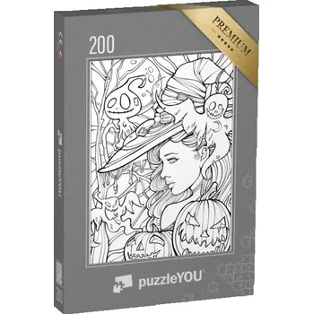 Puzzle puzzle 200 dílků „puzzleOMALOVÁNKY: Čarodějnice“