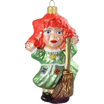 Vánoční figurka čarodějnice s koštětem