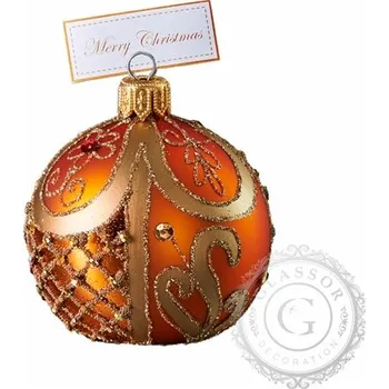 Vánoční dekorace Vánoční jmenovka oranžová s kamínky