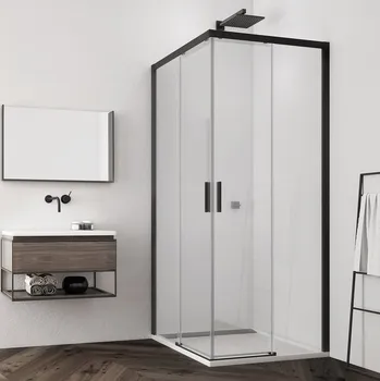 Ronal TOP-LINE S TLSAC sprchový kout čtvercový 70x70 cm TLSAC070607 Profil: Černá, Sklo: Hladké čiré, Rozměr: 70x70 cm