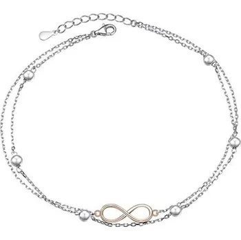 Náramek Stříbrný náramek na nohu s kuličkami a nekonečnem STNA0642F 23 až 27 cm