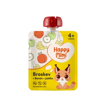 Dětská výživa Happy Mimi ovocný příkrm 90g Broskev