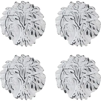 Dveřní kování Sada 4ks bílá antik kovová úchytka Strom - Ø 4*3 cm