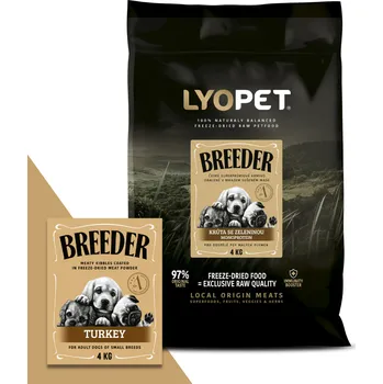Krmivo pro psa Lyopet Breeder Adult Mini Turkey Balení: 3x4 kg monoproteinové granule pro psy malých plemen s krůtím masem