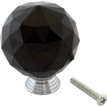 Nábytkové kování APT AG688A Nábytková úchytka křišťálová koule - černá