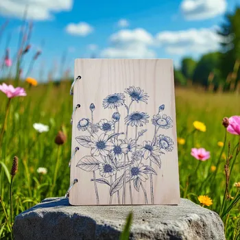 Zápisník art-wood.cz Dřevěný zápisník - luční kvítí