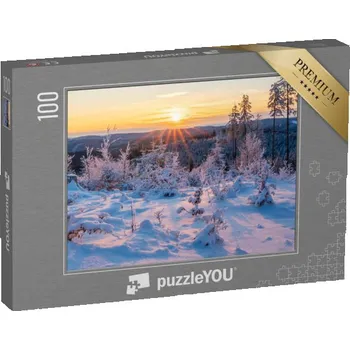 Puzzle puzzle 100 dílků „Východ slunce, zimní Beskydy, Česká republika“