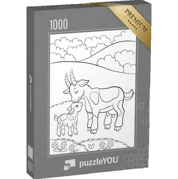 Puzzle puzzle „puzzleOMALOVÁNKY: Zvířata na farmě. Koza s malým kůzlátkem“