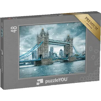 Puzzle puzzle 48 dílků „Sněhová bouře na Tower Bridge, Londýn, Anglie“