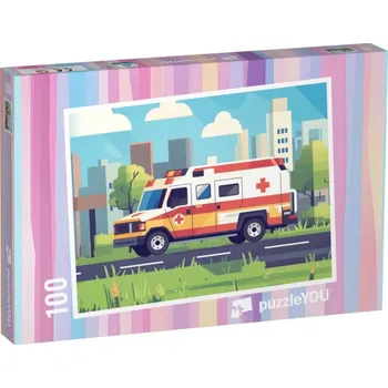 Puzzle puzzle 100 dílků „Záchranáři na čtyřich kolech“