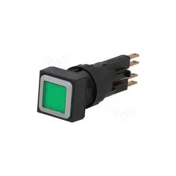 vypínač Přepínač tlačítkový 1-polohové 16mm zelená žárovka 24V