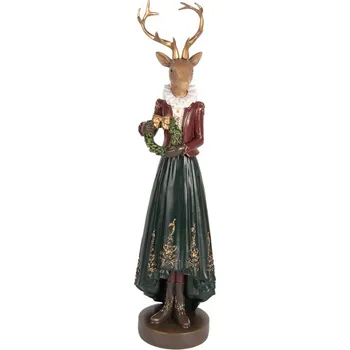 Vánoce Vánoční dekorace figurka jelení dáma s věnečkem - 9*8*37 cm