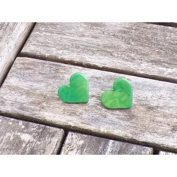 Náušnice Náušnice tagua (srdíčka, zapichovací, zelená)