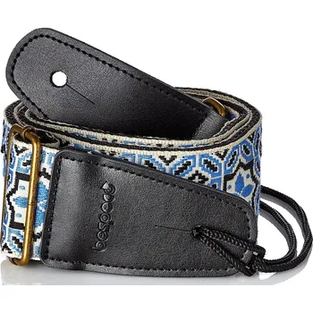 Kytarový popruh Bespeco Jacquard Strap Blue Pattern Metal Buckle