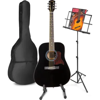 Akustická kytara Max SoloJam Sada westernové akustické kytary se stojany na noty a na kytaru - Barva černá