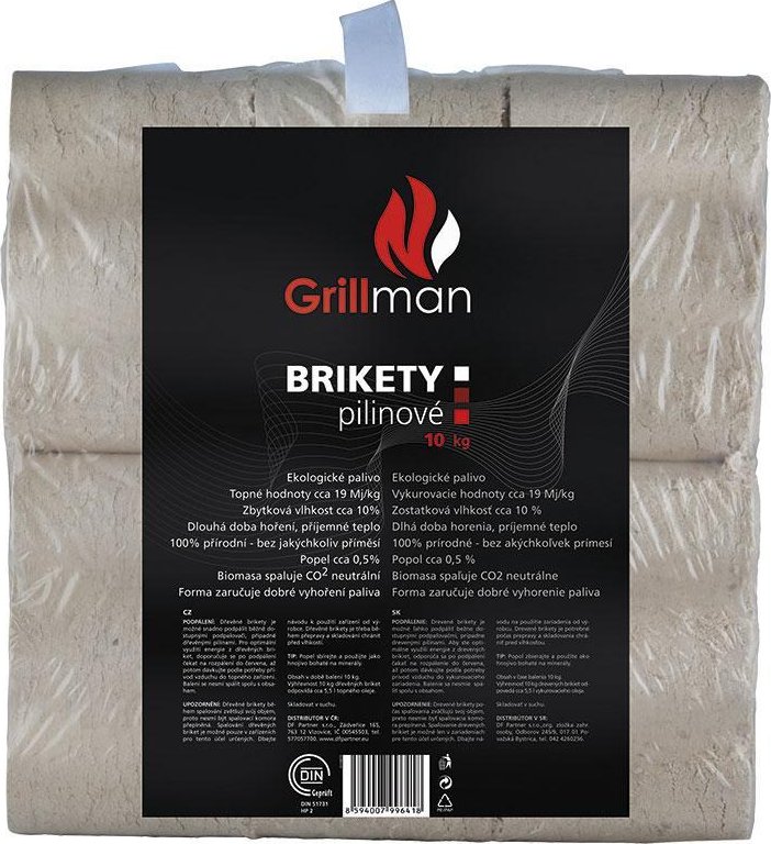 GRILLMAN Dřevěné brikety 10 kg GRM 6110070
