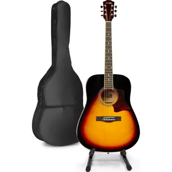 Akustická kytara Max SoloJam Westernová akustická kytara se stojanem na kytaru - Barva Sunburst