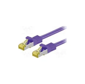 Síťový kabel Patch cord S/FTP 6a lanko Cu LSZH fialová 0,5m 26AWG