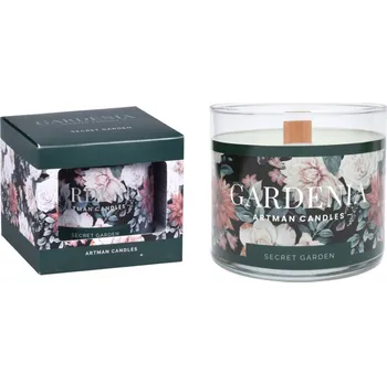 Svíčka Nohel Garden Svíčka ve skle GARDENIA vonná dřevěný knot 400g