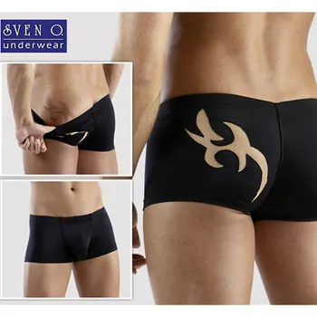 Pánské erotické prádlo Pánské černé boxerky s ornamentem
