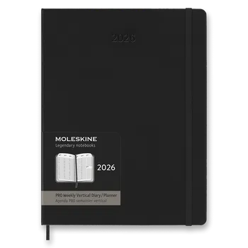 Diář Diář Moleskine 2026 - PRO, tvrdé desky, XL, týdenní, vertikální, černý