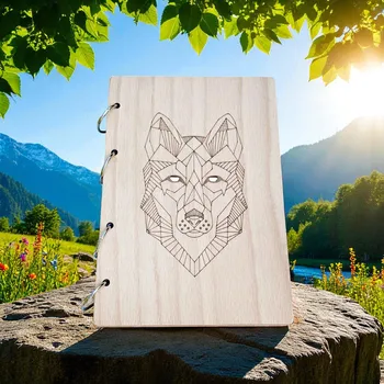 Zápisník art-wood.cz Dřevěný zápisník - vlk 2
