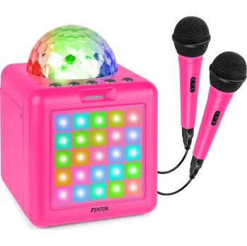 Karaoke Fenton KAR15P Karaoke reproduktor se 2 mikrofony, barva růžová