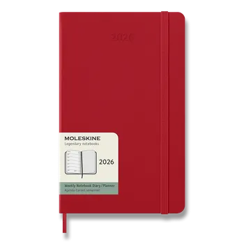 Diář Diář Moleskine 2026 - tvrdé desky, L, týdenní, červený